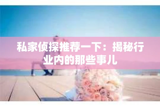 私家侦探推荐一下：揭秘行业内的那些事儿